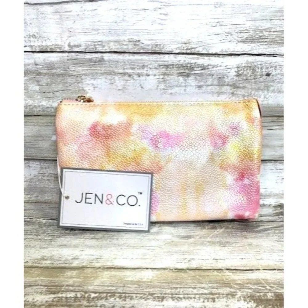 Jen & Co Vegan Leather Coral Yellow Crossbody Clutch with Detachable Straps‎